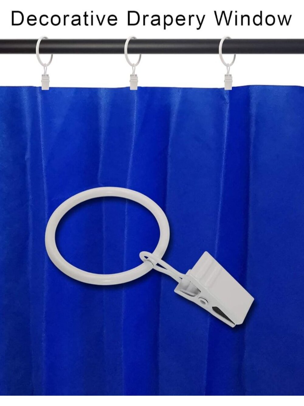 40 Pack Curtain Rings with Clips, Drapery Clips with Rings, Drapes Rings 1.26 in - Picture 4 of 7